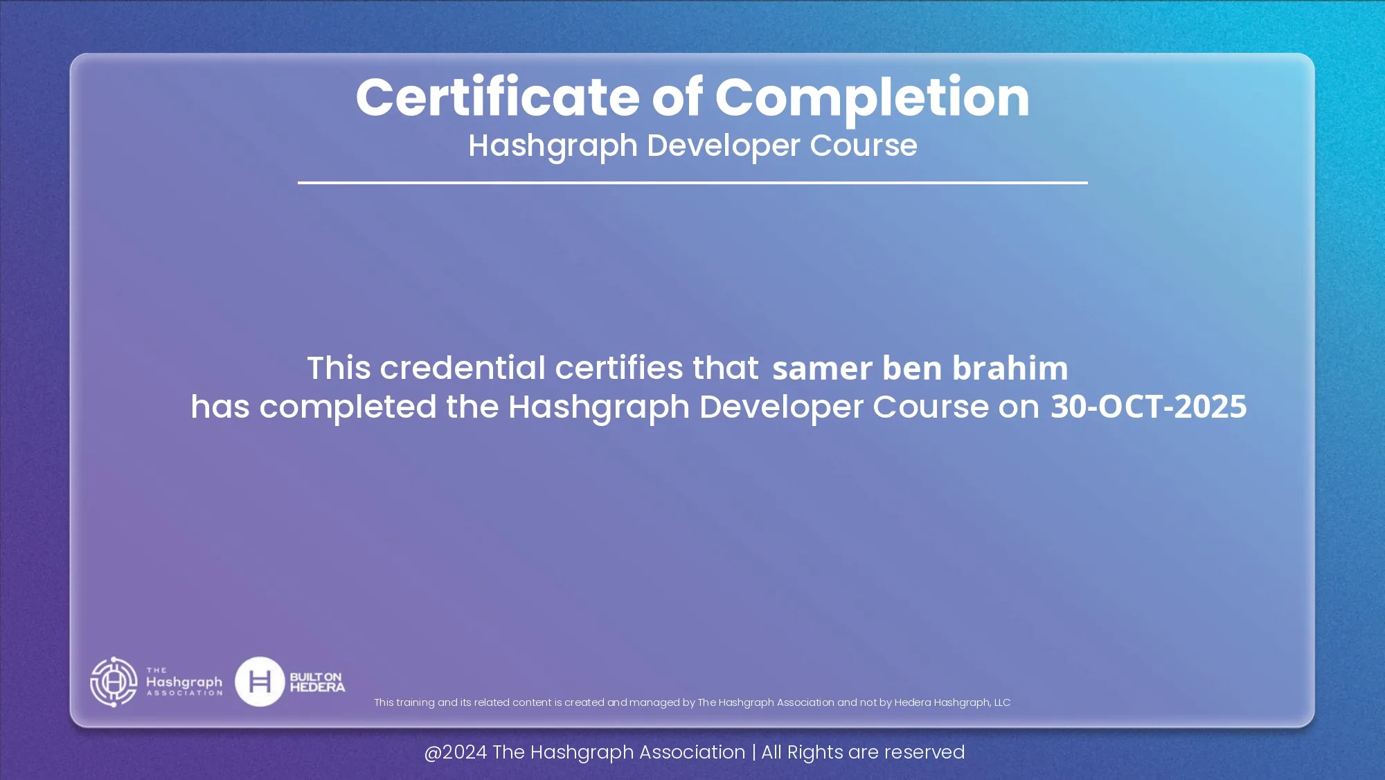 Hashgraph Developer Course